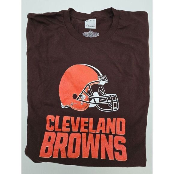 Cleveland Browns Fanatics Pro T-Shirt Size L 26 Vintage Style Brown & Orange - Picture 1 of 6
